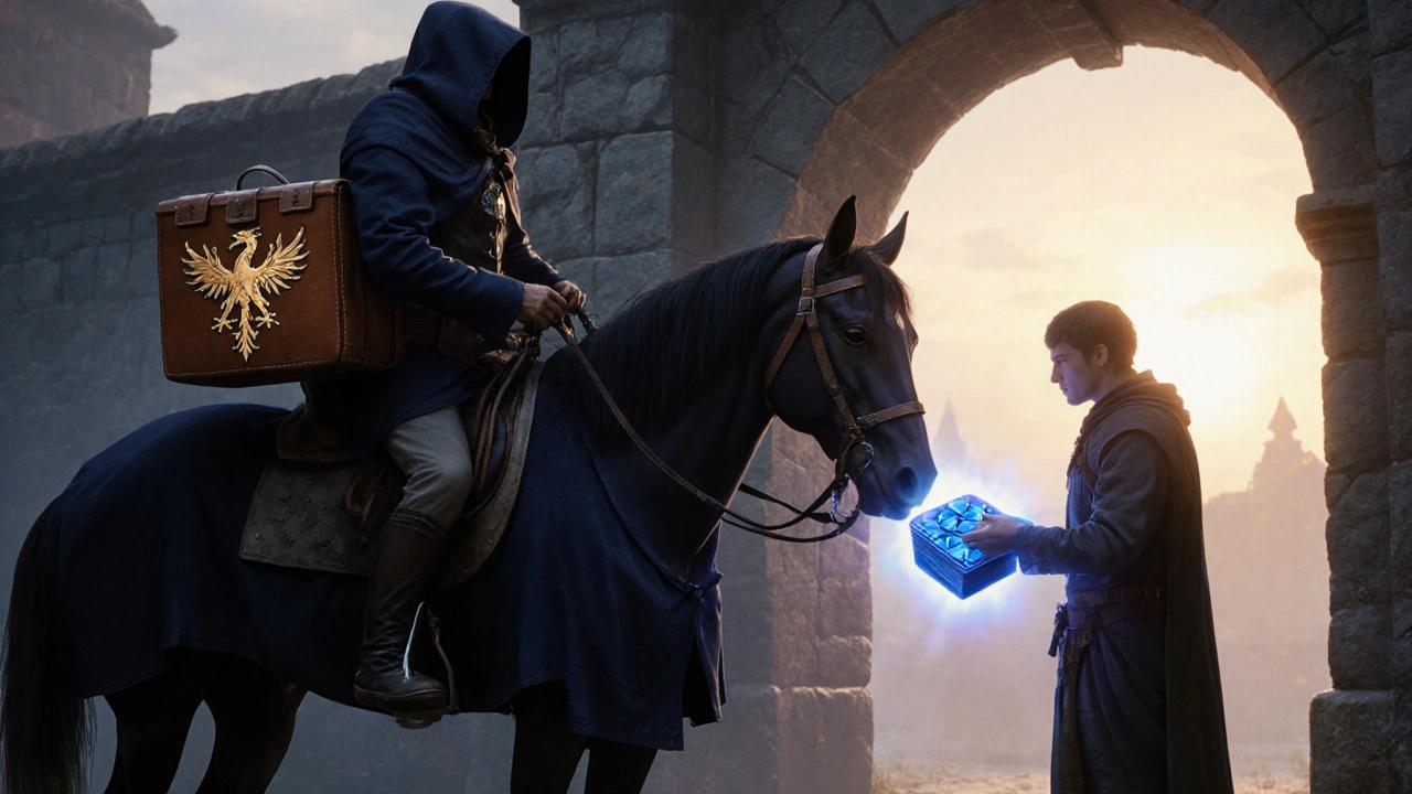 Courier delivers a discreet satchel of blue generic Cialis tablets.