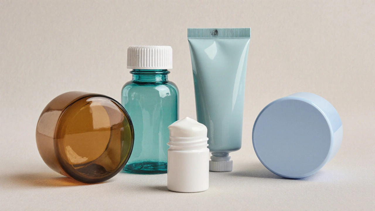 Five medication bottles and cream tubes arranged on a neutral surface, representing antiviral options.