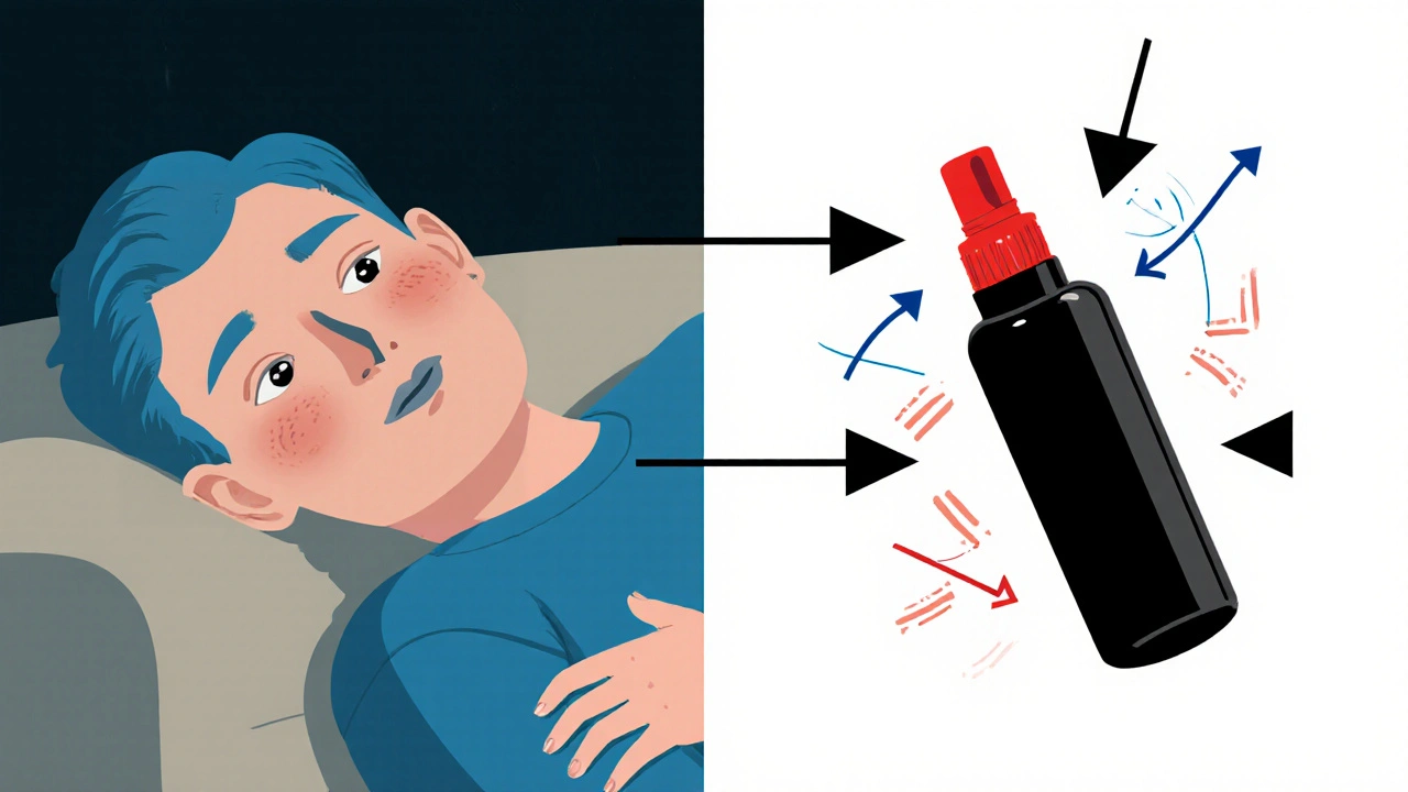 Before and after illustration of opioid overdose reversal using naloxone, with geometric transitions and color changes.