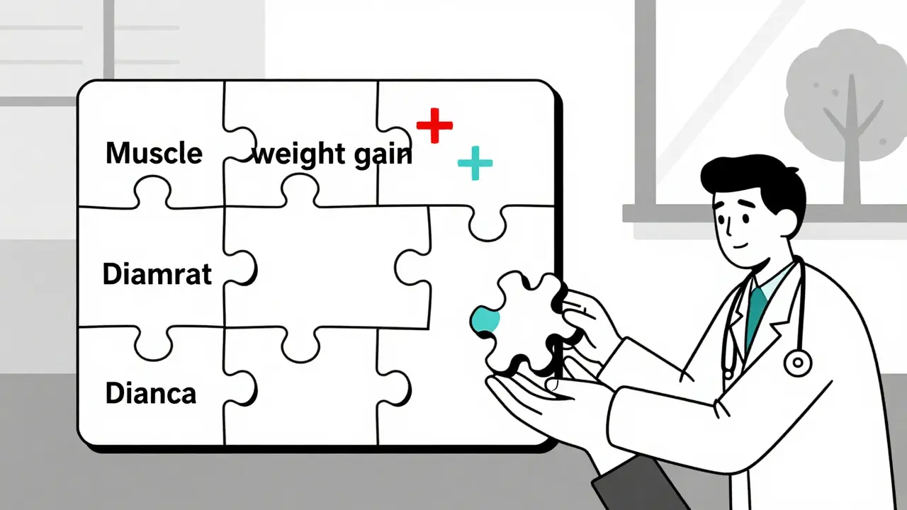 A patient receives a personalized treatment piece from a doctor, represented as a puzzle in Bauhaus design.