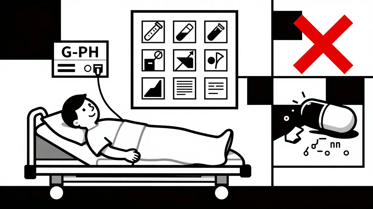 Geometric checklist icons guiding safe enteral medication administration
