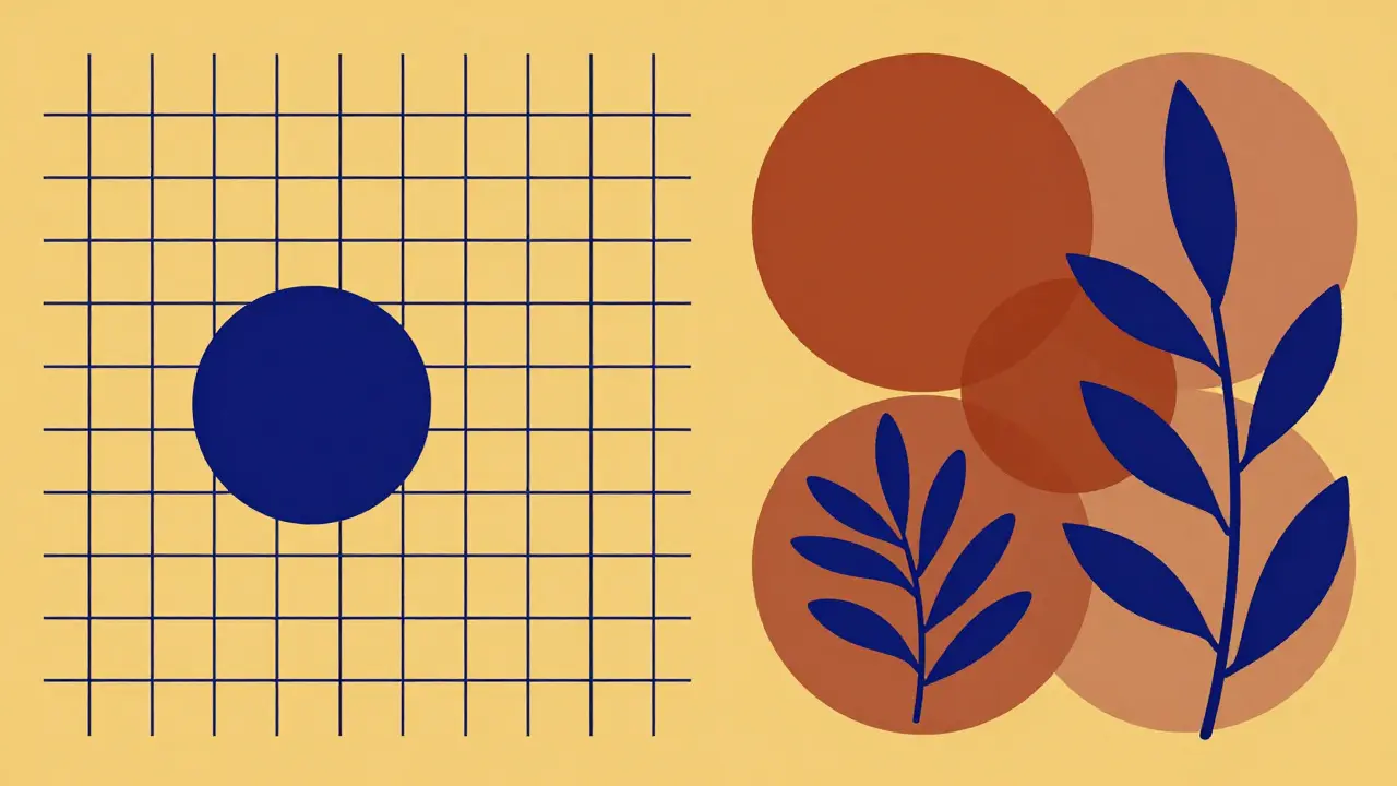 Bauhaus comparison between clinical pharmaceutical and natural Ayurvedic herbal elements.