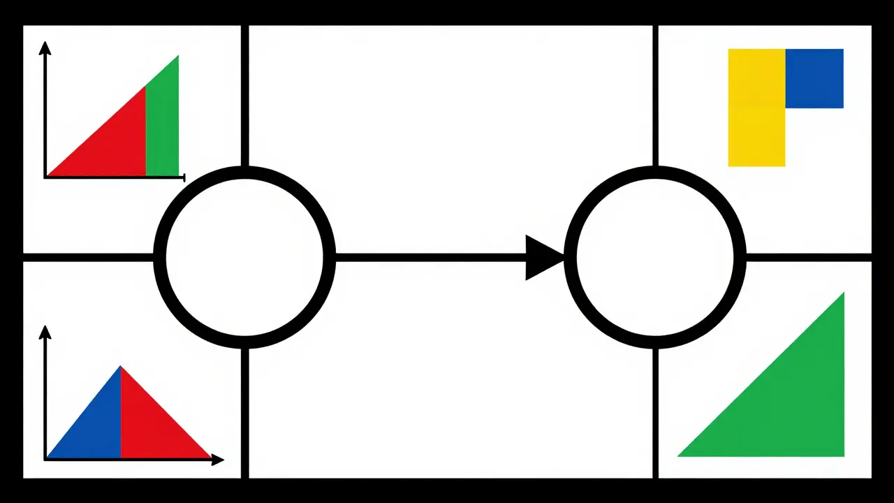 Geometric abstract art showing drug bioequivalence and data balance