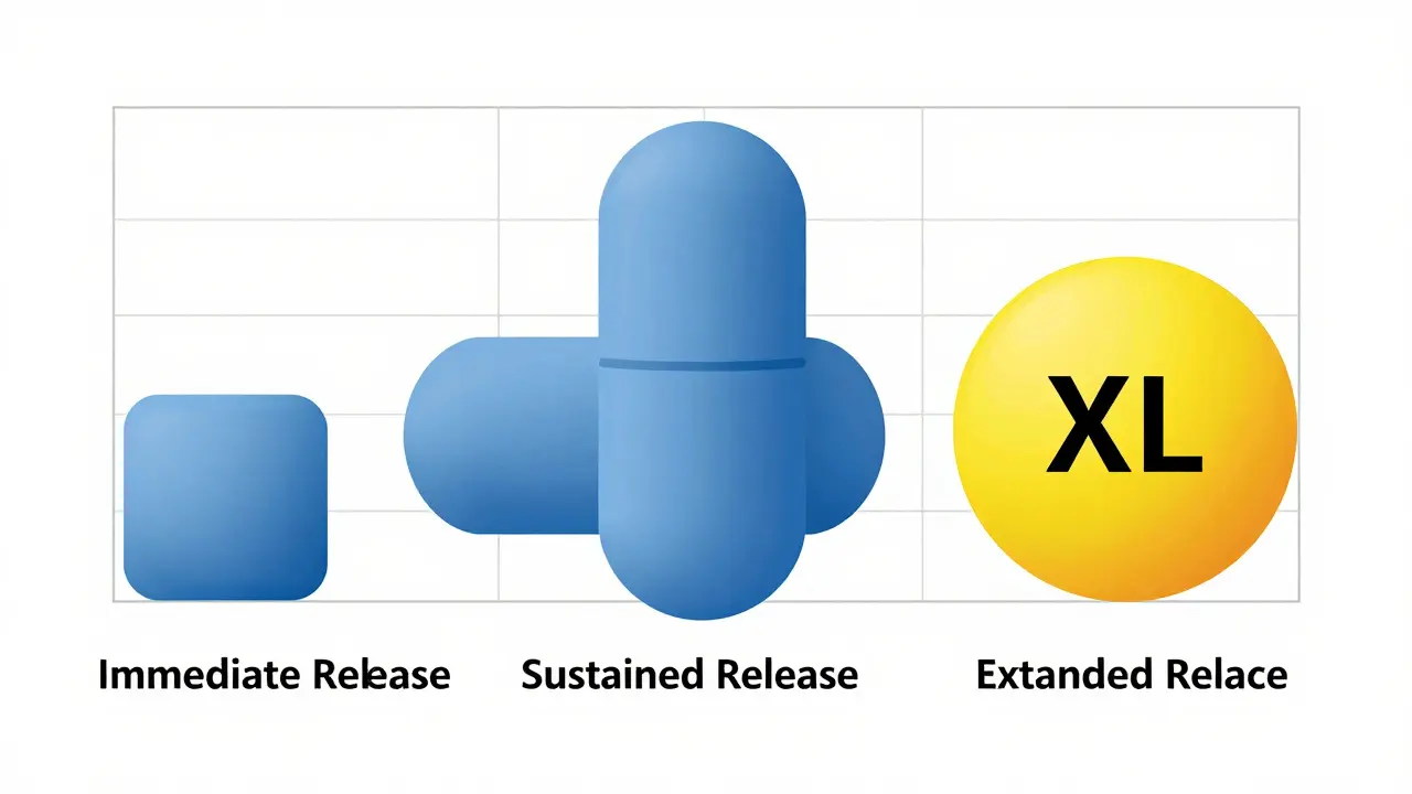 Geometric Bauhaus design illustrating different pill shapes: square, rectangle, and circle.