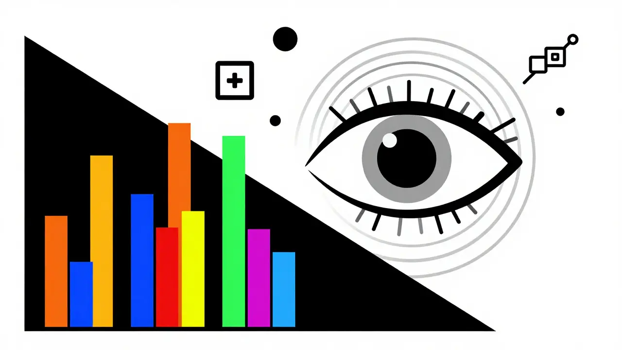 Stylized eye and charts representing predictive health analytics
