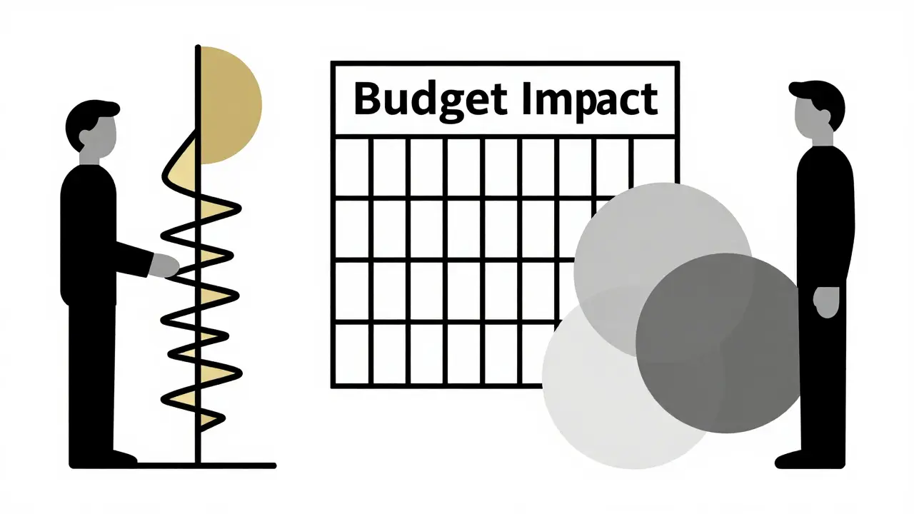 Abstract Bauhaus art representing health economics metrics and data analysis.