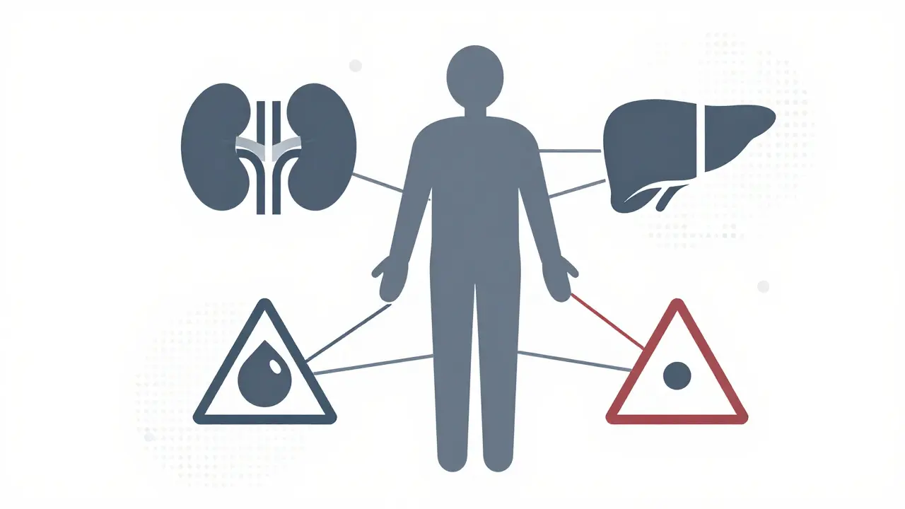 Abstract Bauhaus design illustrating personalized pain care with organ symbols and geometric figures.