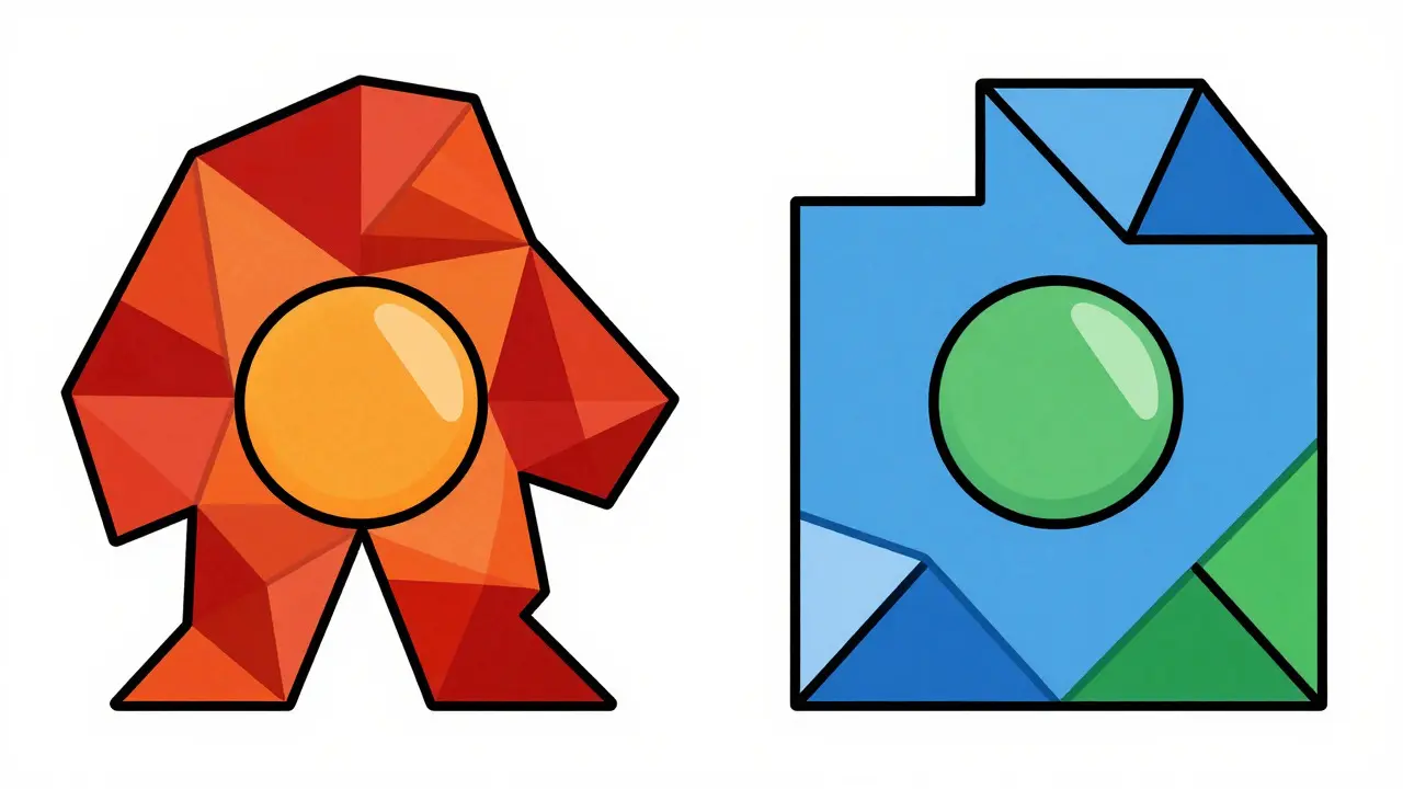 Abstract geometric figures comparing brand and generic drugs