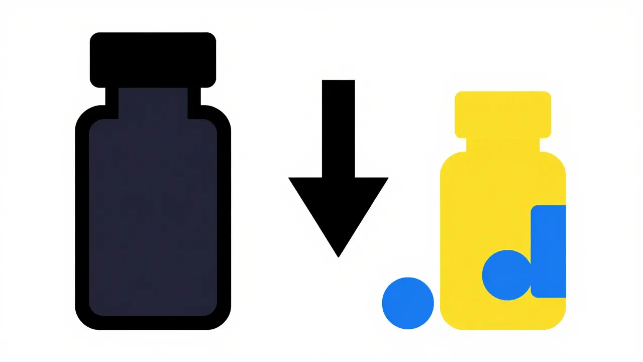 Geometric comparison of expensive brand vs cheap generic pills