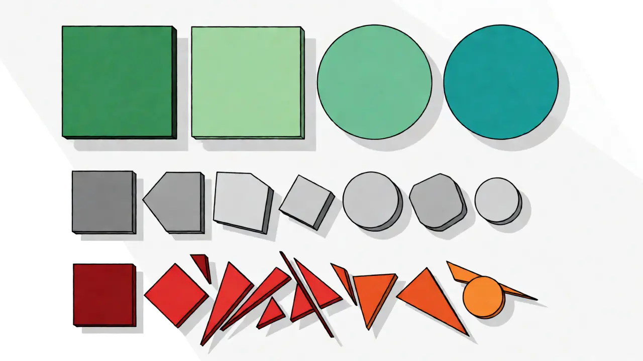 Abstract geometric shapes representing different levels of medication safety during pregnancy.